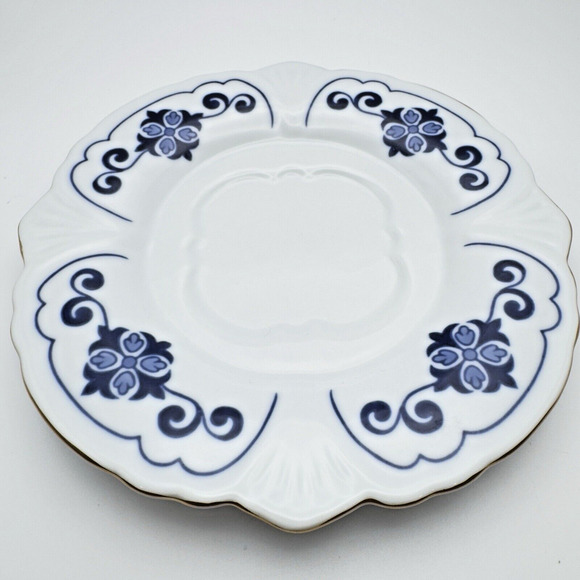 Vintage Bombay China Blue White Summerhill Pattern Saucers Set of 2 Replacement - Picture 5 of 8